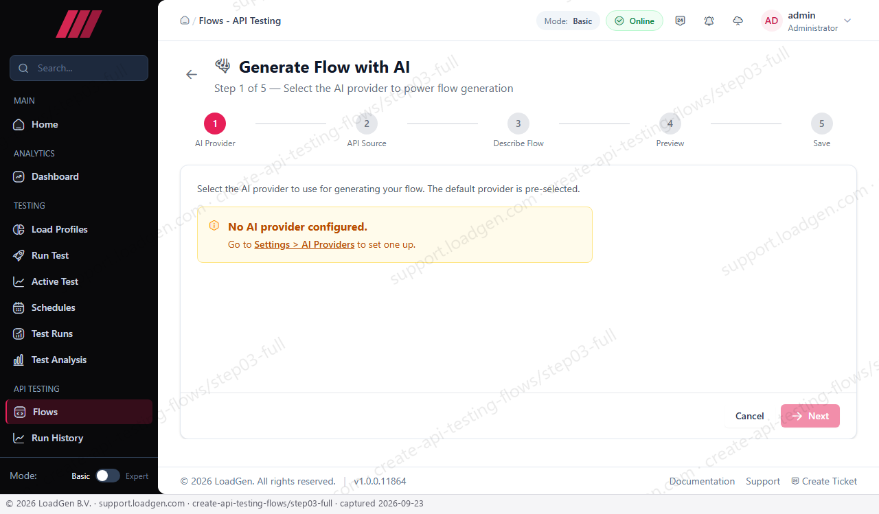 Create and manage API testing flows - step 3