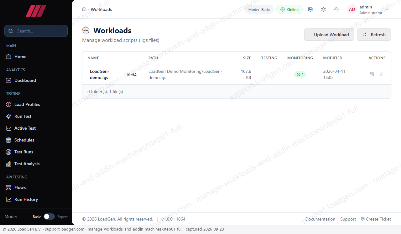 Manage workloads and add-in machines - step 1