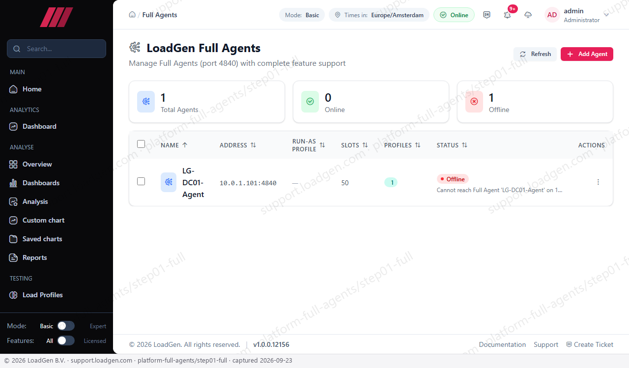 Configuration - LoadGen Agents - Full Agents