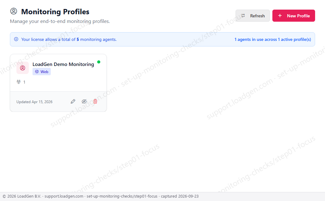 Set up monitoring checks - step 1 detail