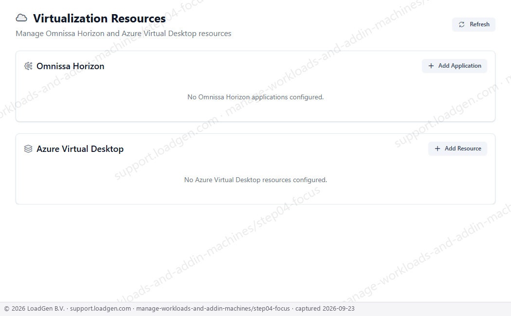 Manage workloads and add-in machines - step 4 detail