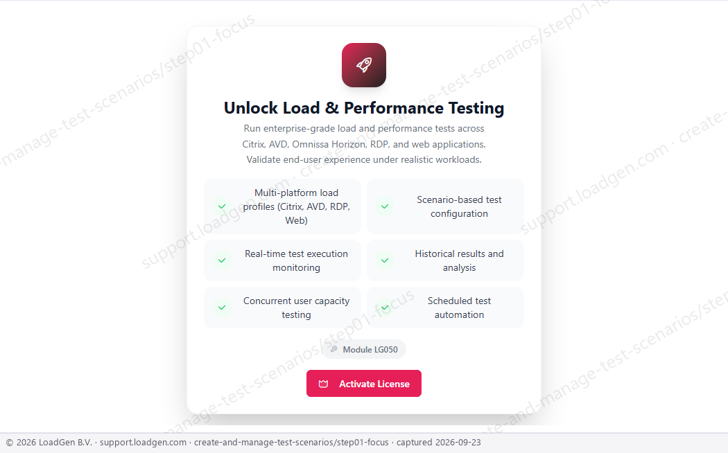 Create and manage test scenarios - step 1 detail