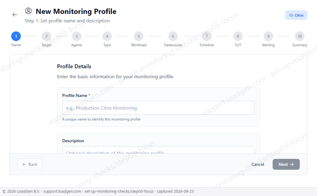 Set up monitoring checks - step 3 detail