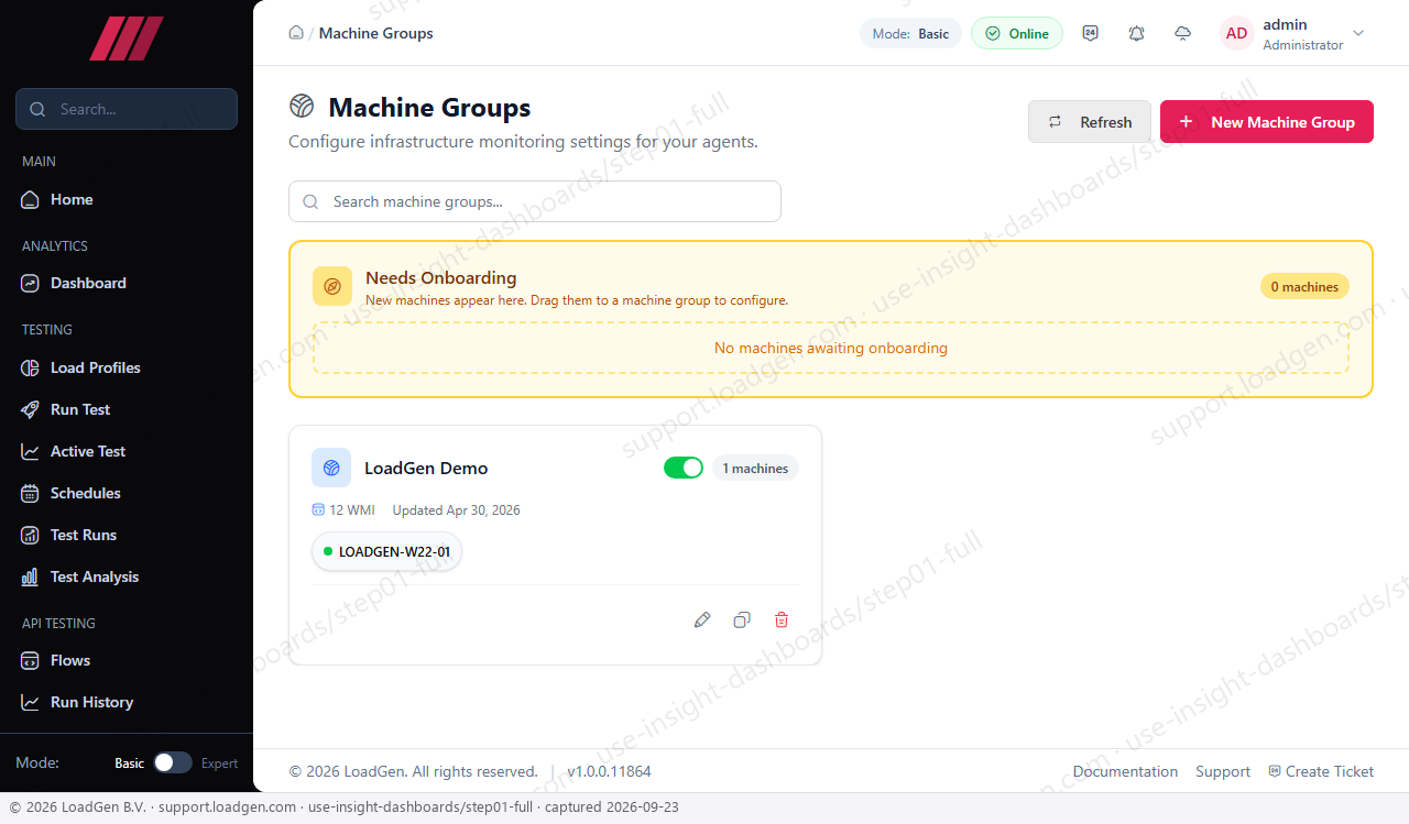 Use the Insight dashboard and machine groups - step 1