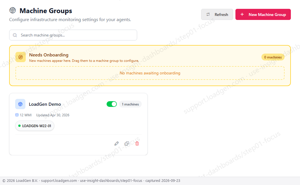 Use the Insight dashboard and machine groups - step 1 detail