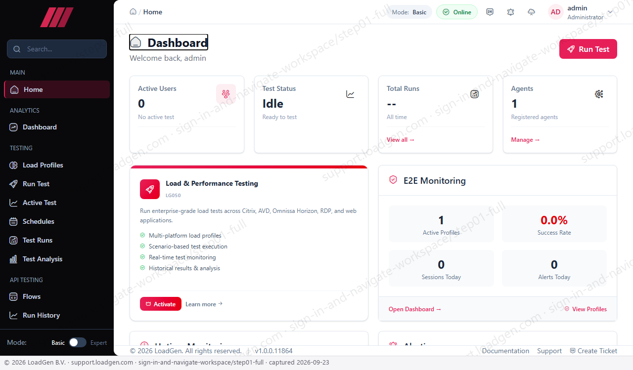 Sign in and navigate the workspace - step 1