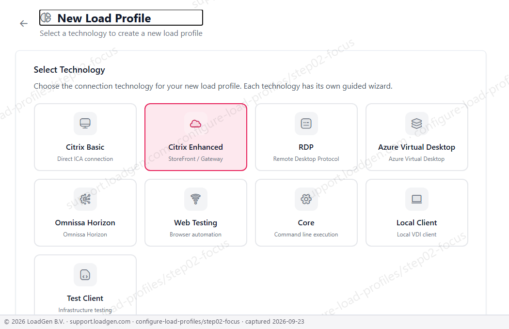 Configure load profiles - step 2 detail