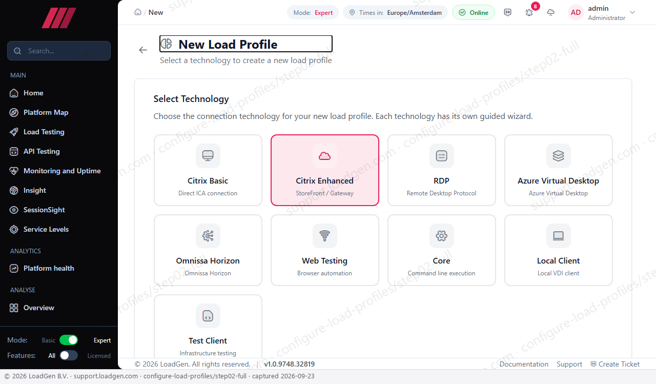 Configure load profiles - step 2