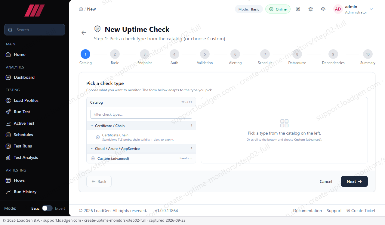 Create uptime monitors - step 2