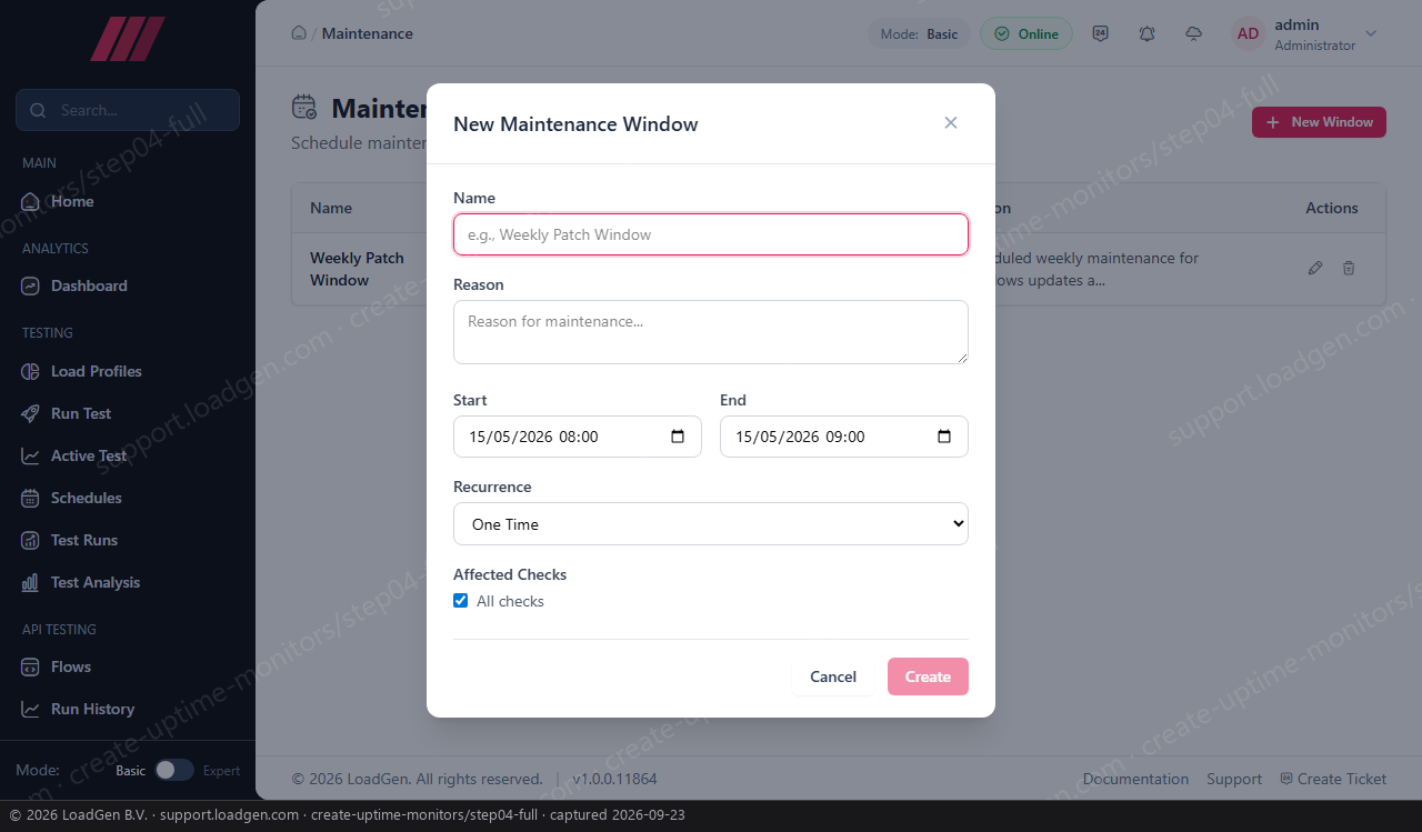 Create uptime monitors - step 4
