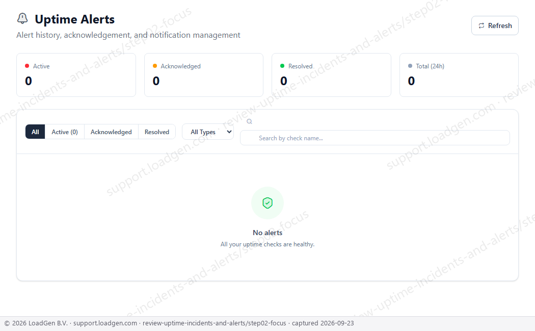 Review uptime incidents and alerts - step 2 detail