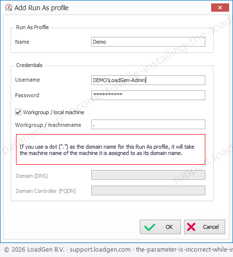LoadGen Run as profile