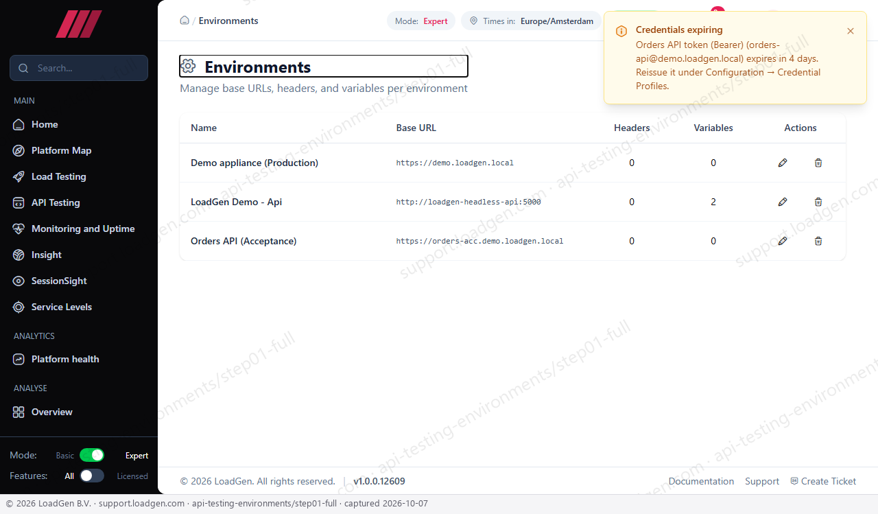 API Testing: Environments - step 1
