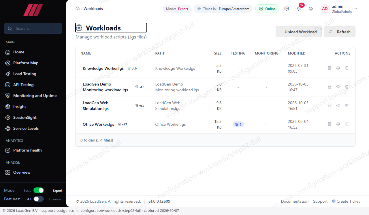 Configuration: Workloads - step 2