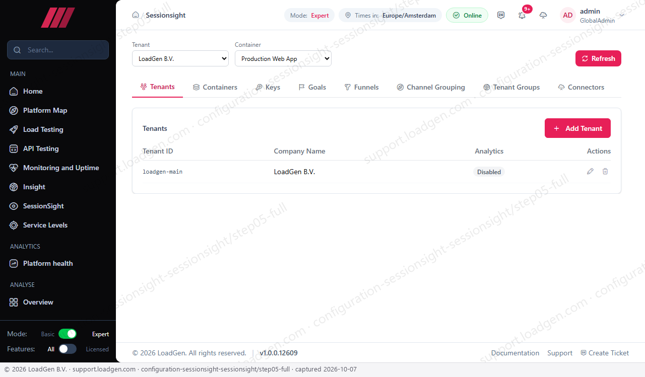 Configuration: SessionSight: SessionSight - step 2