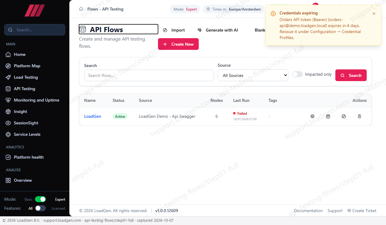 API Testing: Flows - step 1