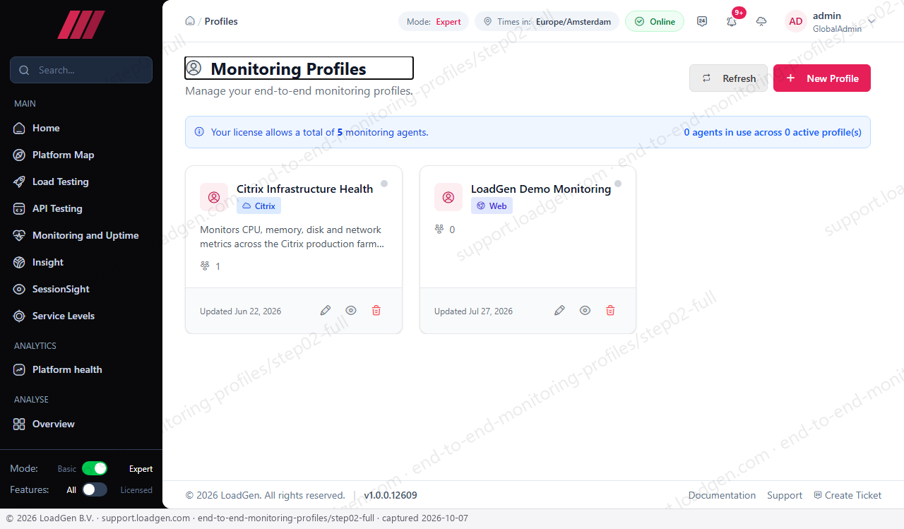 End-to-End Monitoring: Profiles - step 2