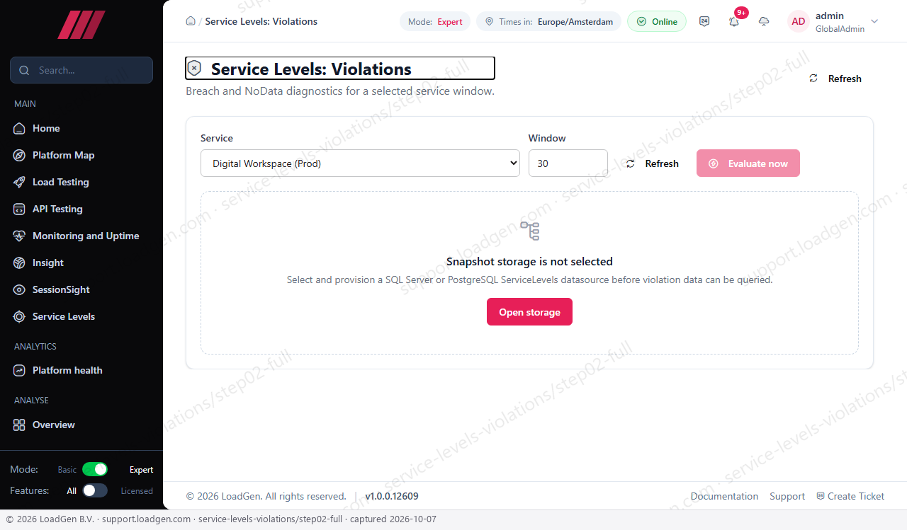 Service Levels: Violations - step 2