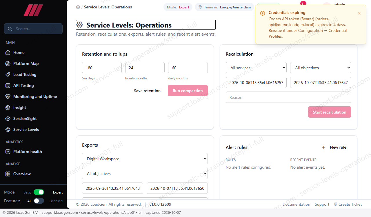 Service Levels: Operations - step 1