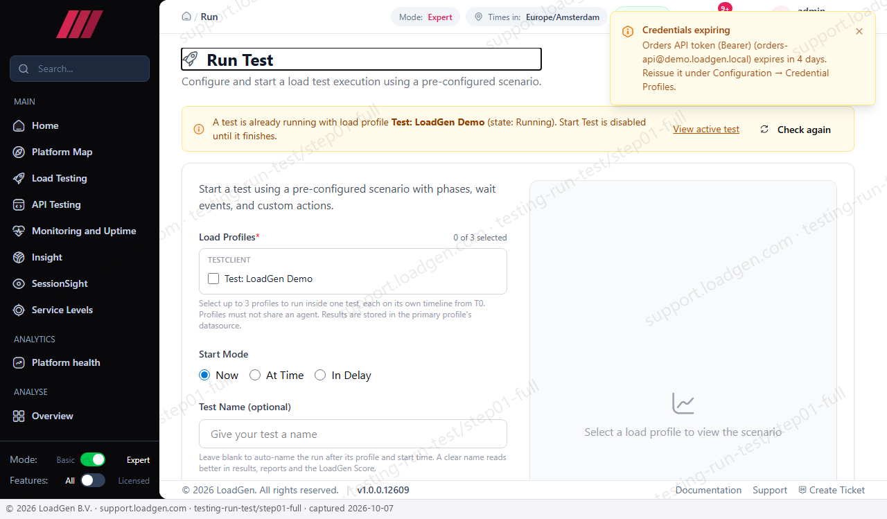 Testing: Run Test - step 1