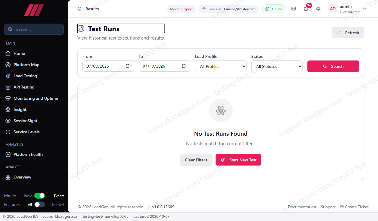 Testing: Test Runs - step 2