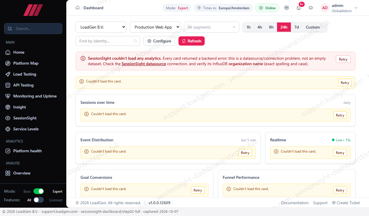 SessionSight: Dashboard - step 2