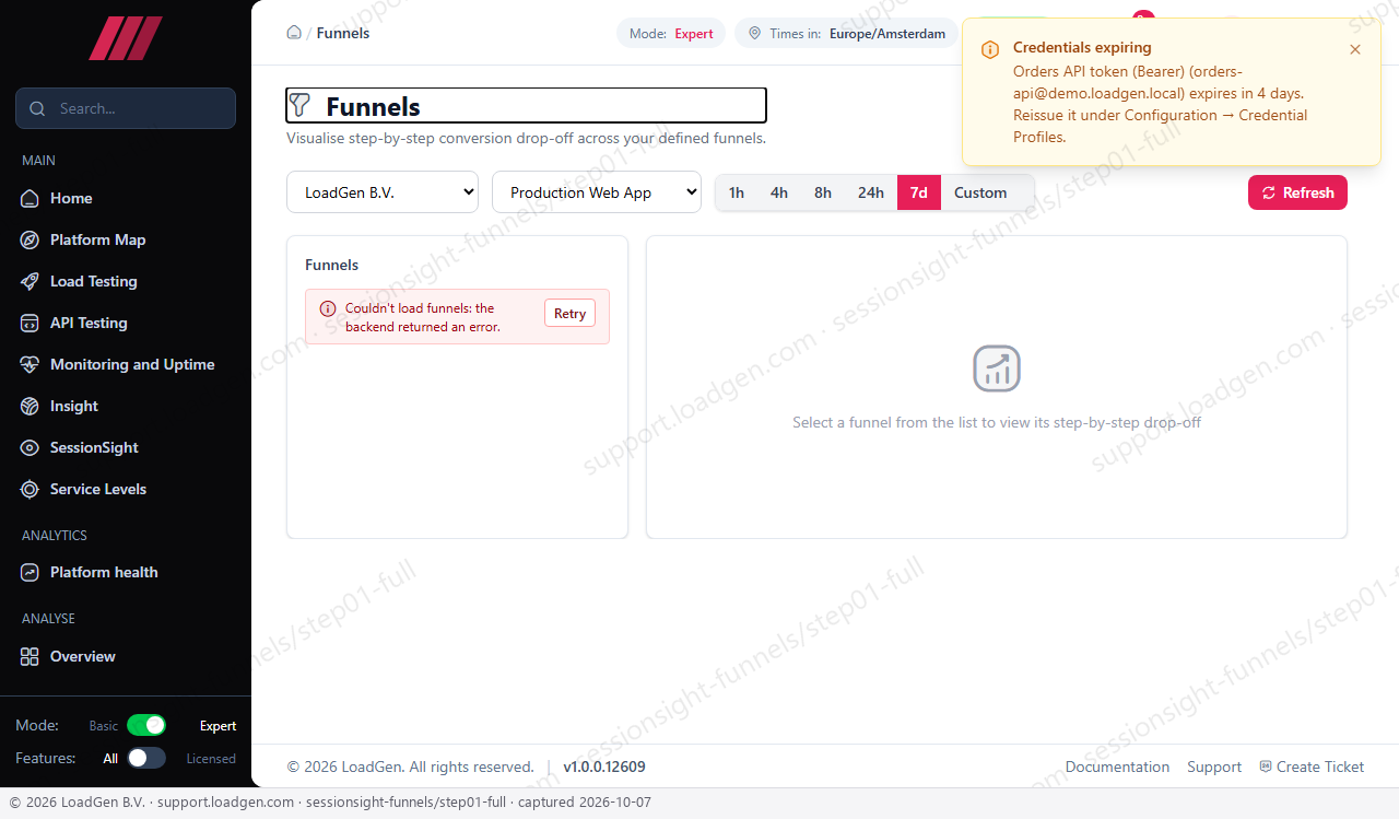 SessionSight: Funnels - step 1
