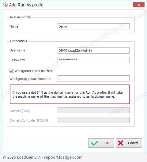 LoadGen Run as profile